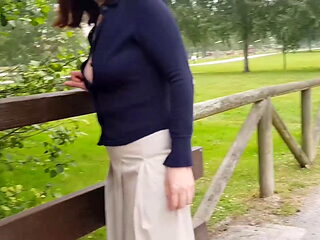 Ainoa exhibit at park without underwear