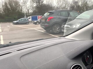 Public carpark wank in stockings panties bodysuit cumshot 