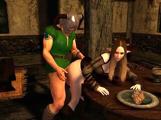 Dragonborn pounds sexy tavern girl in Skyrim parody