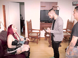 Latina Maid Christy Evans Caught Stealing and Imposed to Fuck Boss and His Step Son.