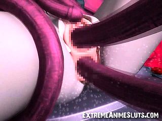3D Tentacles Fuck Girl in Spacecraft!