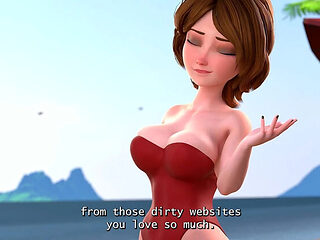 Big Hero 6 Hentai - Aunt Cass Beach Blowjob & Creampie - 3D Anime Sex with Sound