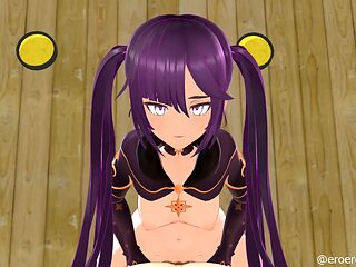 Mona Cowgirl Genshin Impact - eroMMDman - Purple Hair Color Edit Smixix