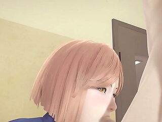 Asian MILF gives a deepthroat blowjob and a creampie in hot Jujutsu Kaisen Hentai