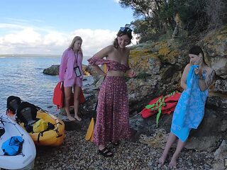 Sultry sirens Kristina & Melonie get steamy on the sandy shore