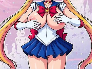 Sailor Moon Shaking Her Tight Bald Ass Pussy