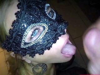 Blonde Babe with Pierced Tits Sucks Cock and Takes Cum in Ey