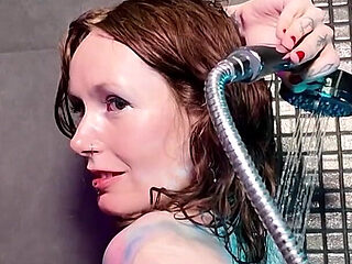 Slow Motion Shower Worship, Nude Cinematic Wet Goddess Body, Sensual Water Play, Glistening Close-up