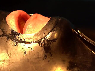 Edging in a Vacuumbed with Electro, Toys Combined with Some Hand Deepthoating and Loads of Spit.