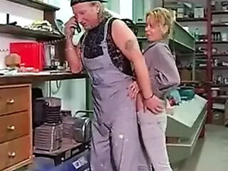Hot Blonde Teen Gets Anal & Cumshot in Workshop Role Play