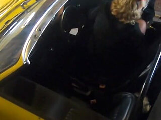 Behind the scenes vintage car