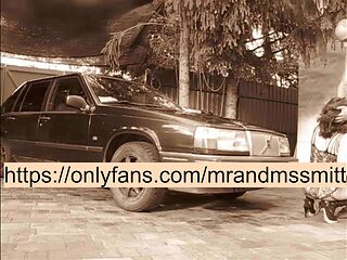 Russian MILF deep throats huge cock in a car
