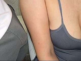 Blonde babe catches guy's surprise emission on crowded bus