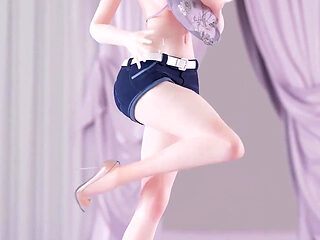 [mmd] 鸣潮 今汐aoa - Heart Cropped Shorts; Belly Top; Striptease