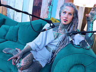 I talk about U - uncomfortable - ASMR podcast SFW talking goth skinny girl dreadlocks tattoo model inked girl