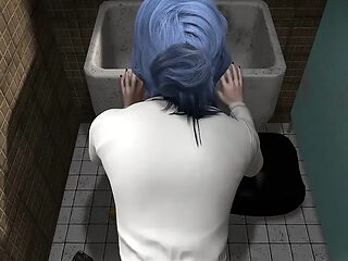 Blue Marine gives a deepthroat blowjob in the toilet 2 POV