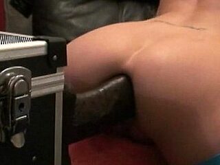 Girl gets strap on inside both holes