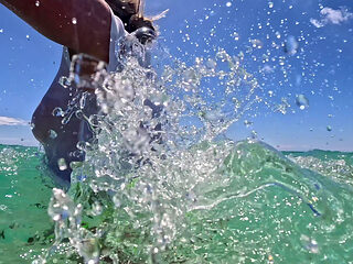 Wet White T-shirt Swimming Underwater
