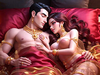Erotic Cartoon Couple - Passionate Kissing & Romantic Foreplay in Candlelight