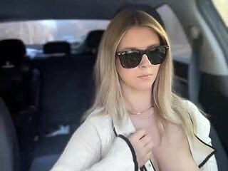 Blond Honey Driving Around Like a Superslut in Van
