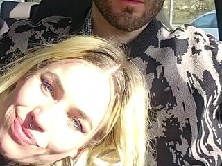 Berlin beauty deep throats cock in car and swallows cum