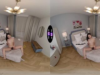 Petite Roxy gets naked and pleases herself with solo sex