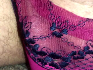 Small cock in panties close up quick flash 
