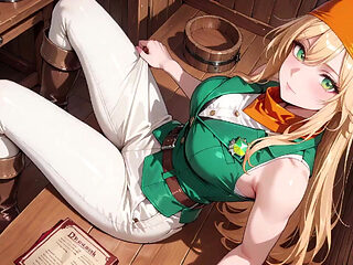 Blonde Pirate Captain! Green Uniform & Rough Ropes on a Sunny Deck. Languid Poses, Long Legs Exposed, and That Teasing Gaze