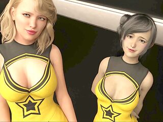 Busty babe ready to play in a visual novel adventure