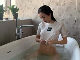 Miss Wet T-shirt Teasing You in the Bathub