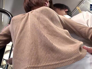 Crowded Bus Rush. Tight Pants Wife Feels the Firm Press, Panty Line Showing as She Gives in to the Moment Part 1