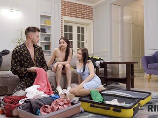 FFM threesome on the sofa with Mia Grandy and Skye Young - HD