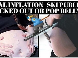 Anal Belly Inflation In A Public Ski Resort. Pornstar Skiing With Inflated Belly Using Secret Balloon Pump