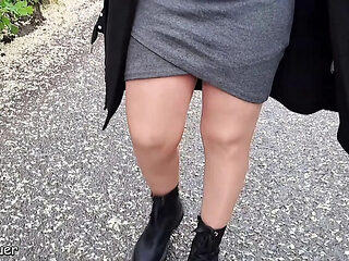 Amateur MILF Sandra Falkenhauer Outdoor Walking Compilation - Petite Tits, Stockings, Public Fun