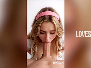 Shy Blonde Hentai Cutie Hesitates, Then Sucks Cock Until Sticky Facial Blast