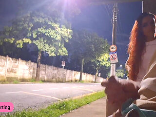 Risky Handjob on the Street in Naughty with an Eye on Erection!