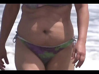Mature Hairy MILF on Beach Shows Off Big Ass Bikini and Masturbates Before Getting Fucked Hard
