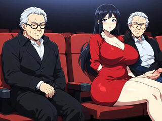 The three of them at a public movie theater.