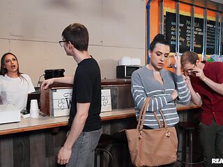 Moms Lick Teens: Karen Fucks The Coffee Shop Girl feat. Sandy Love and Lola Aiko