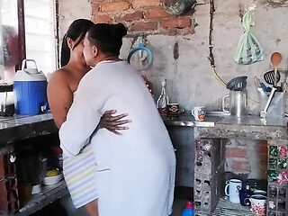 Amateur Latina Lesbian Surprise in Kitchen - Big Ass Colombian Homemade HD