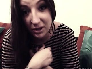 Amateur busty brunette masturbates and does hand job