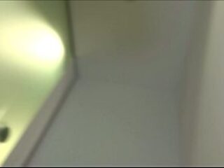 Amateur blonde takes huge cock in toilet POV