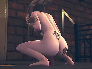 Anime girlfriend gets a sloppy blowbang in a 3D Hentai simulator game