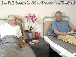 Nurse Nana Garnet Gives Grandpa His Pill With a Deep Throat Blowjob - Young & Old Threesome