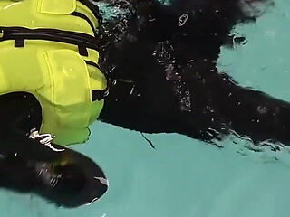 Neoprene Lust: Inflatable Snorkel Vest Pleasure in the Pool