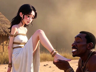 White Woman Tied in Africa - African Man Licking Her Feet