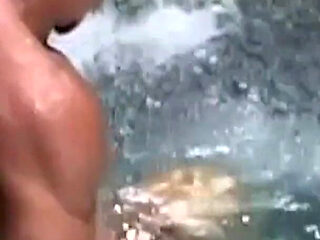 Bootylicious Blonde Has a Passionate Fucking by the Pool and Gets Cum Splashed Face.