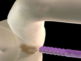 Animated 3D Porn - Beautiful Girl Strap on Fucks Asian Man Then Double Dildo Doggy