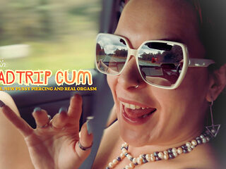Roadtrip Cum - Foot Tease, New Pussy Piercing and Real Orgasm