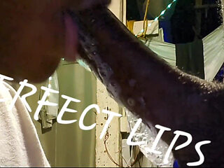 PERFECT LIPS made him bust a hard NUT!!! from her sloppily deepthroating his dick